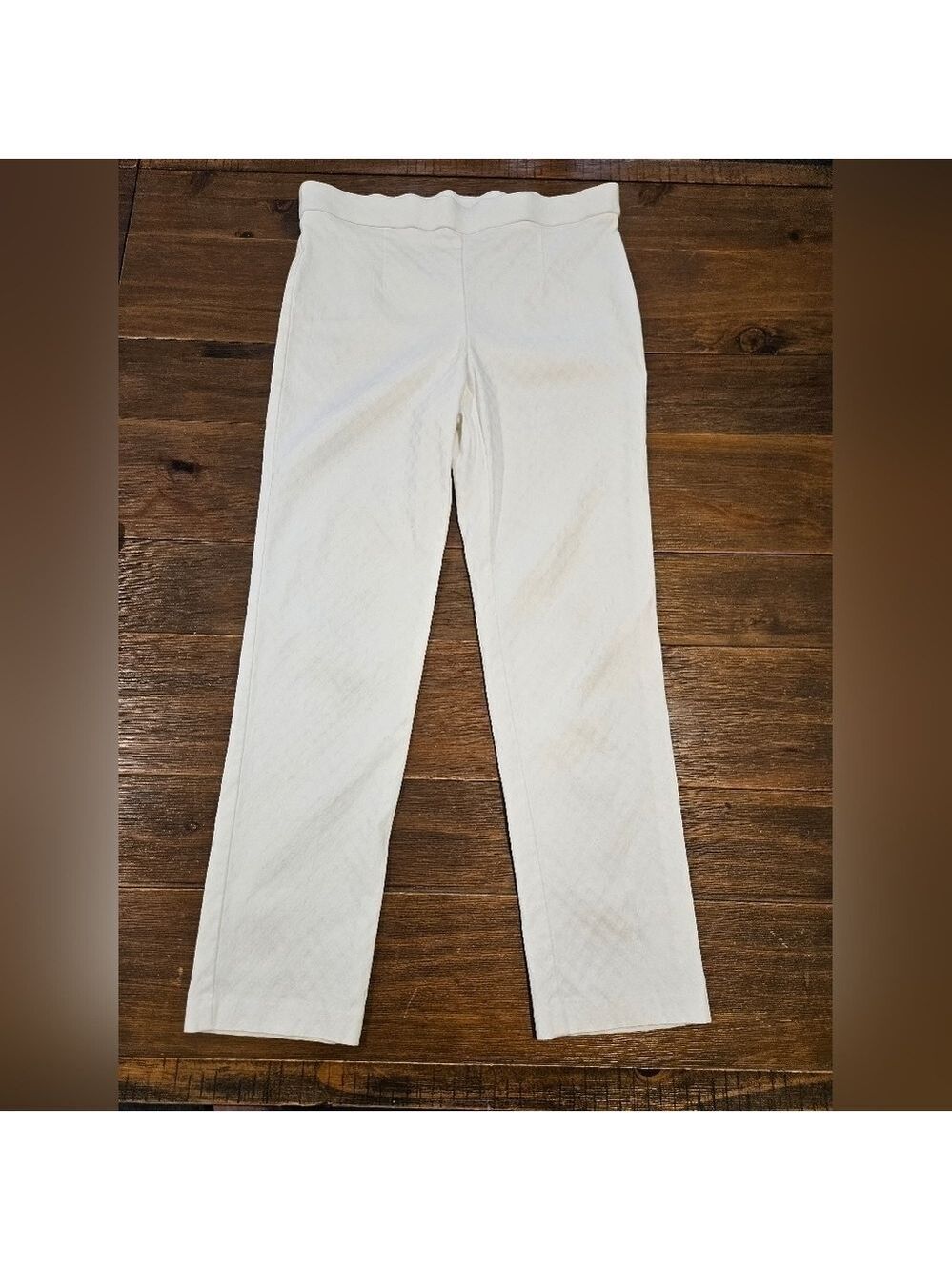 PROPHECY WOMEN'S WHITE STRETCHY PULL-ON CRISS-CROSS PATTERN PANTS SIZE PL